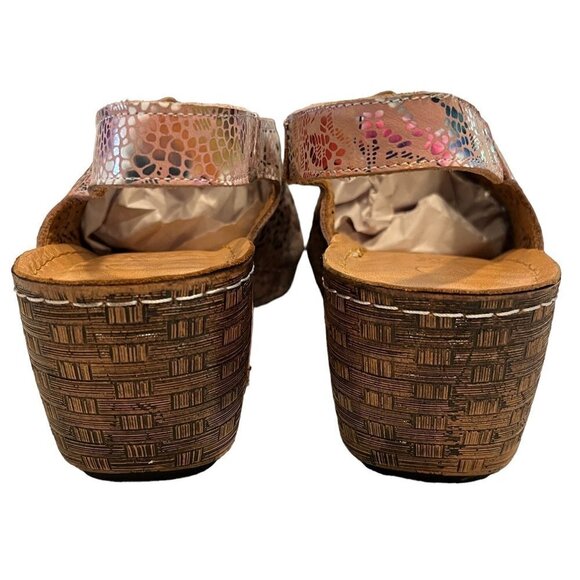 BONAVI Genuine Leather Lace Cutout Slingback Wedge Open Toe Sandals - Picture 7 of 10